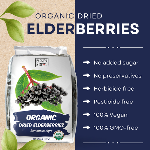 Organic Elderberries Dried 1 lb (454 g)