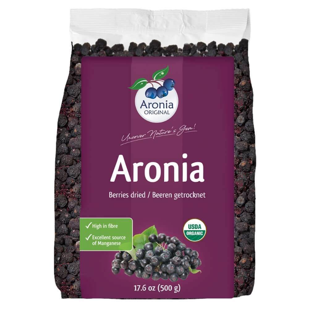 Organic Aronia Berries Dried 500 g 17.6 oz Pack J J Aronia