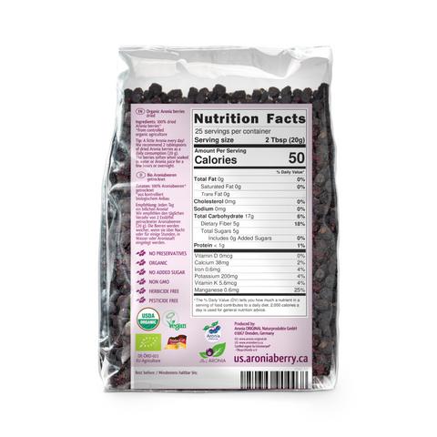 Organic Aronia Berries Dried 500 g (17.6 oz)